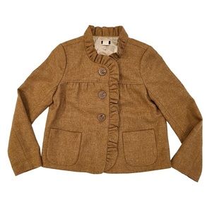 J. Crew Herringbone Fiona Wool Ruffle Jacket size 0